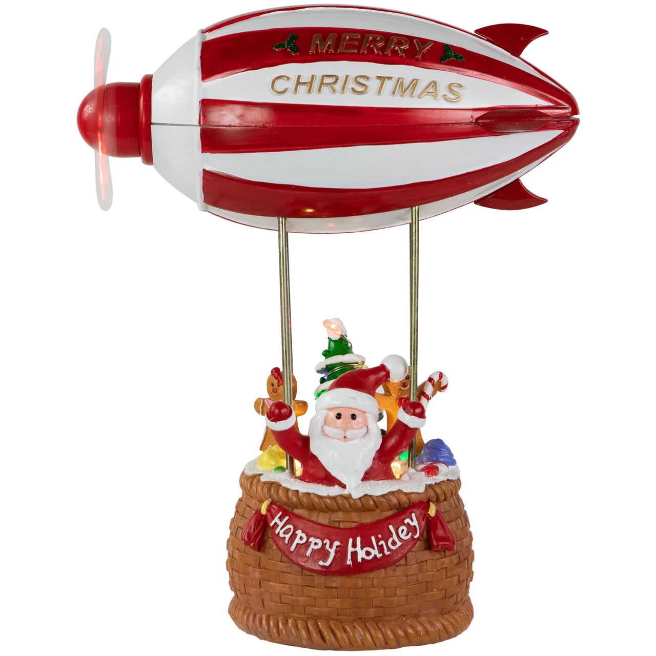 Northlight Musical and Animated Blimp and Santa Christmas Decoration - 8.5" - Red and White